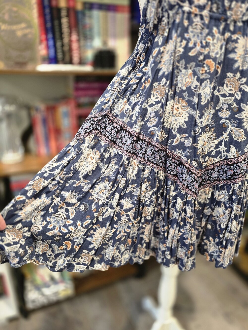 American Eagle Boho Floral Dress with Pink and Blue Accents - Picture 6 of 9